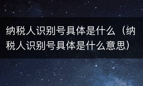 纳税人识别号具体是什么（纳税人识别号具体是什么意思）