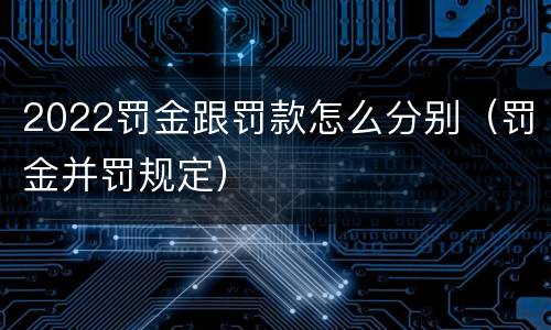 2022罚金跟罚款怎么分别（罚金并罚规定）