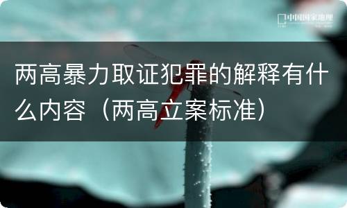 两高暴力取证犯罪的解释有什么内容（两高立案标准）