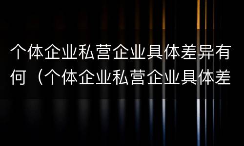 个体企业私营企业具体差异有何（个体企业私营企业具体差异有何特点）