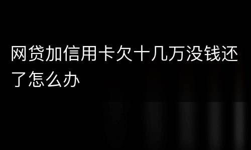 网贷加信用卡欠十几万没钱还了怎么办