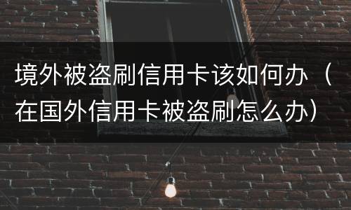 境外被盗刷信用卡该如何办（在国外信用卡被盗刷怎么办）