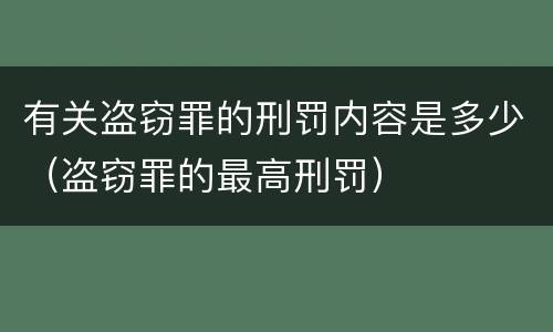 有关盗窃罪的刑罚内容是多少（盗窃罪的最高刑罚）