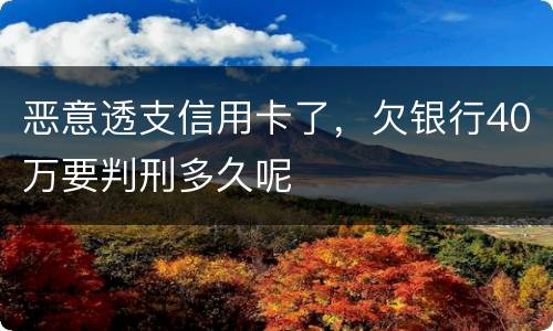 恶意透支信用卡了，欠银行40万要判刑多久呢