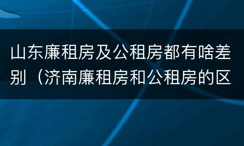 山东廉租房及公租房都有啥差别（济南廉租房和公租房的区别）