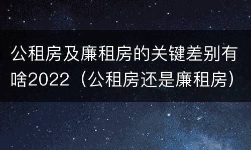 公租房及廉租房的关键差别有啥2022（公租房还是廉租房）