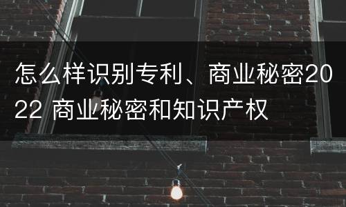 怎么样识别专利、商业秘密2022 商业秘密和知识产权