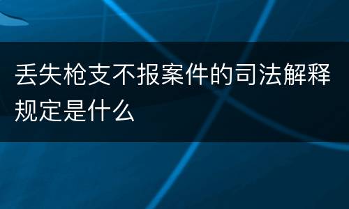 丢失枪支不报案件的司法解释规定是什么