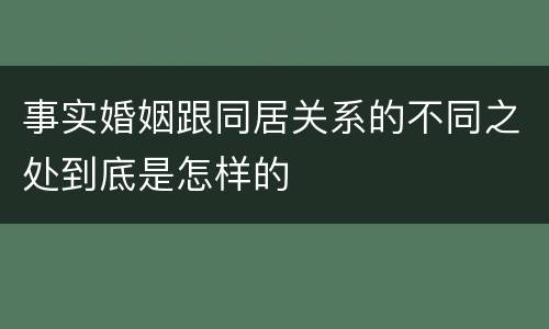 事实婚姻跟同居关系的不同之处到底是怎样的