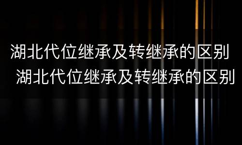 湖北代位继承及转继承的区别 湖北代位继承及转继承的区别是什么