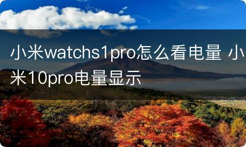 小米watchs1pro怎么看电量 小米10pro电量显示