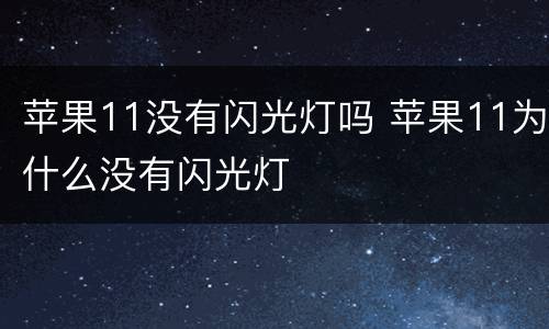 苹果11没有闪光灯吗 苹果11为什么没有闪光灯