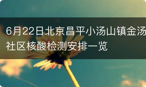 6月22日北京昌平小汤山镇金汤社区核酸检测安排一览