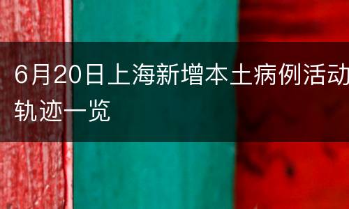 6月20日上海新增本土病例活动轨迹一览