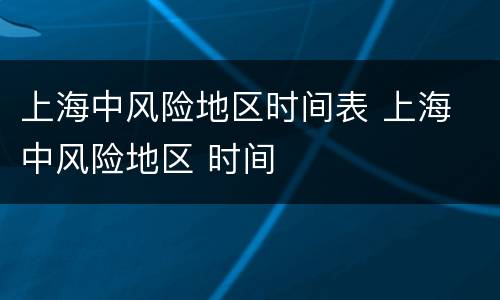 上海中风险地区时间表 上海 中风险地区 时间