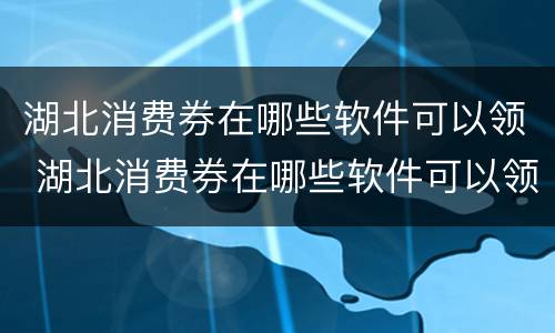 湖北消费券在哪些软件可以领 湖北消费券在哪些软件可以领啊