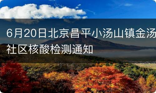 6月20日北京昌平小汤山镇金汤社区核酸检测通知