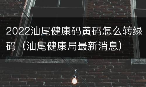 2022汕尾健康码黄码怎么转绿码（汕尾健康局最新消息）