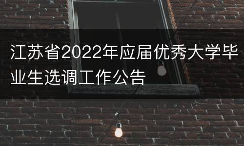 江苏省2022年应届优秀大学毕业生选调工作公告