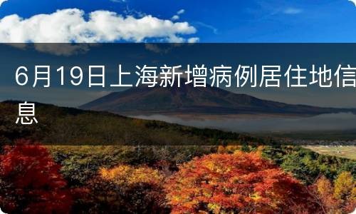 6月19日上海新增病例居住地信息