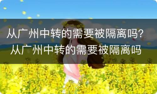 从广州中转的需要被隔离吗？ 从广州中转的需要被隔离吗