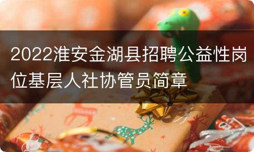 2022淮安金湖县招聘公益性岗位基层人社协管员简章